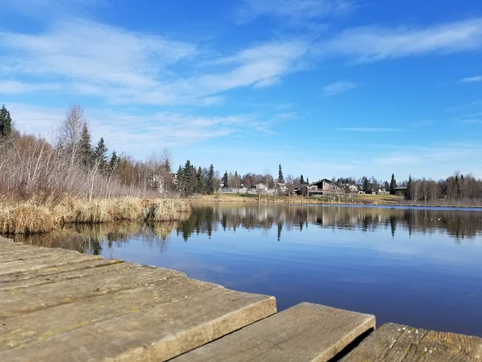 A view from the Bayshore Clubhouse Bayshore Pond boardwalk